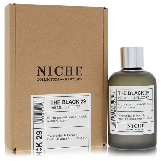 Khalis The Black 29 Niche Collection Eau de Parfum bottle - Middle Eastern woody spicy oriental fragrance with bergamot, ginger, saffron, rose, cedarwood, and oud