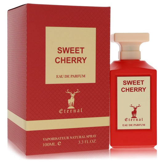Khalis Sweet Cherry Eternal Collection Eau de Parfum bottle - Middle Eastern fruity floral fragrance with cherry, raspberry, fruits, rose, gardenia, lily of the valley, vanilla, musk, and sandalwood