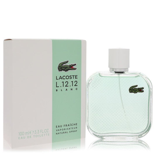 Lacoste L.12.12 Blanc perfume bottle and packaging on a white background