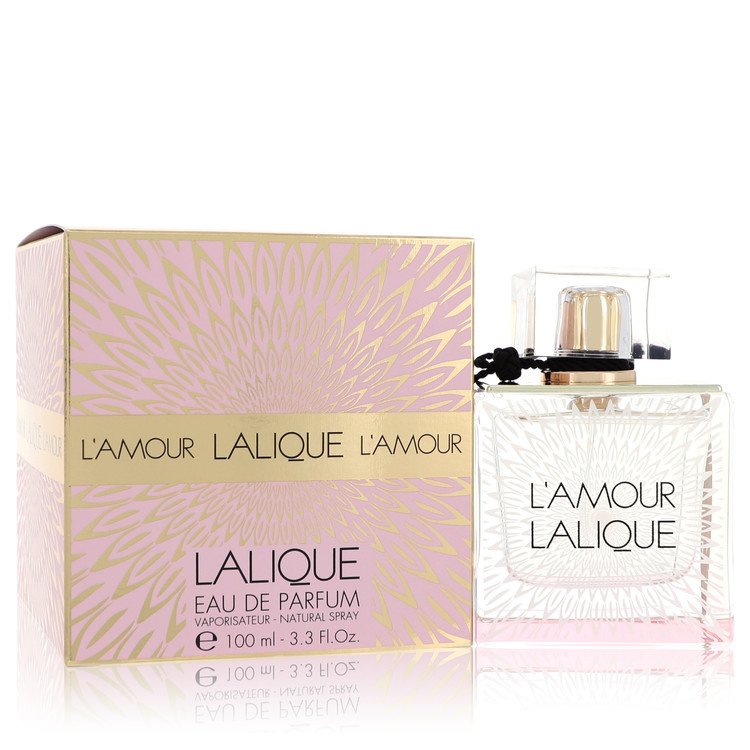 Lalique L'Amour Perfume bottle with neroli, rose, jasmine, gardenia, tuberose, musk and sandalwood accords
