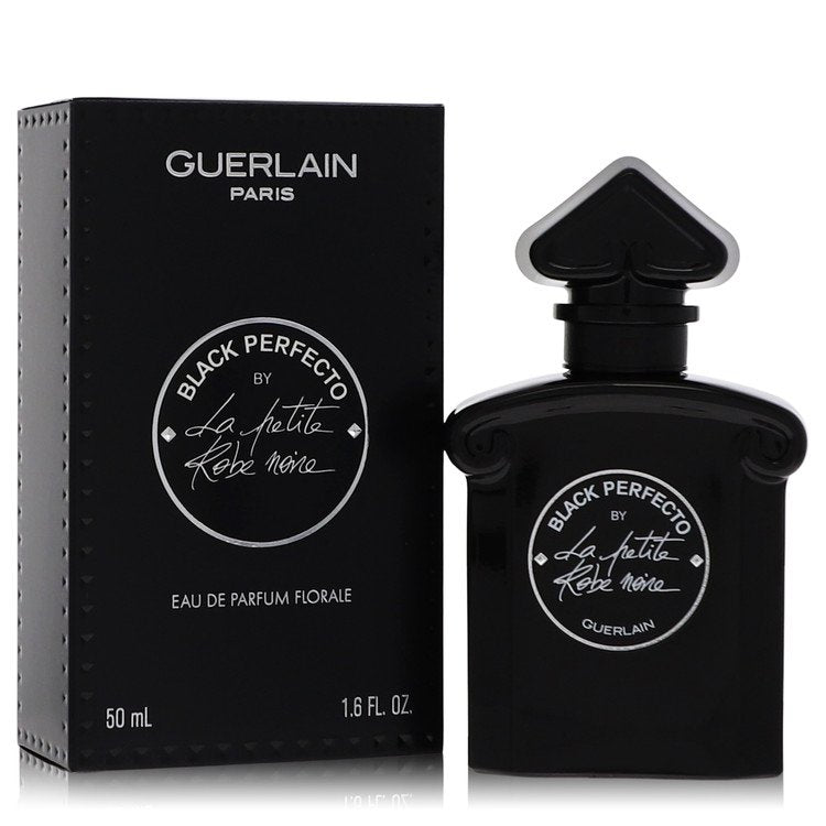 La Petite Robe Noire Black Perfecto perfume bottle with sour cherry, almond, black tea, rose, leather, black musk, and patchouli
