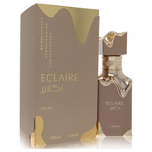 Lattafa Eclaire Perfume bottle with caramel, milk, honey, vanilla, praline and musk gourmand notes