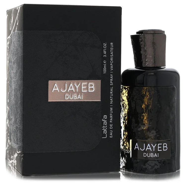 AJAYEB Dubai perfume bottle and packaging on a white background