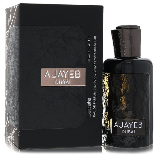 AJAYEB Dubai perfume bottle and packaging on a white background
