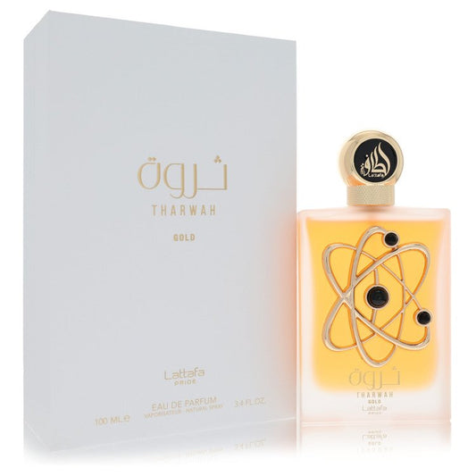 Perfume bottle and packaging with 'Lattafa' branding on a white background