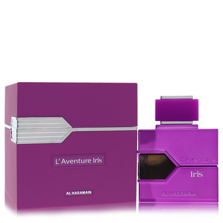 Al Haramain L'Aventure Iris bottle - unisex floral fragrance with bergamot, iris, jasmine and vanilla
