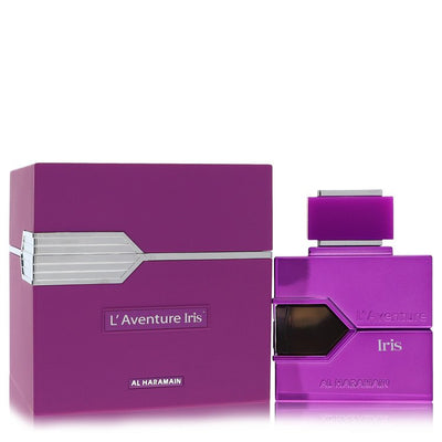 Al Haramain L'Aventure Iris bottle - unisex floral fragrance with bergamot, iris, jasmine and vanilla
