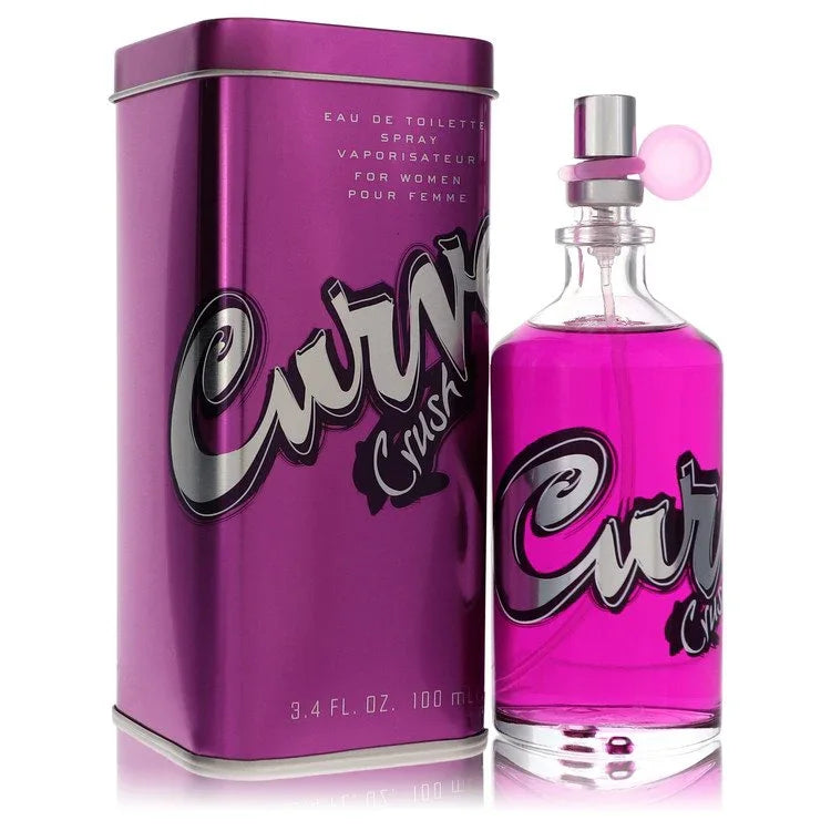 Pink 'Curve' perfume bottle and packaging on a white background