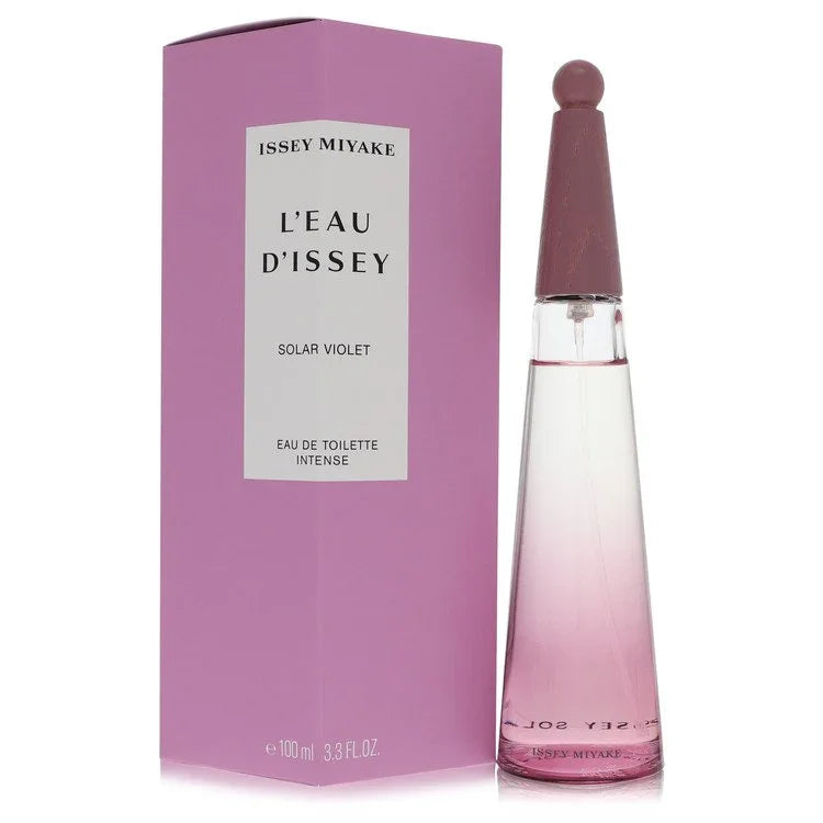 Issey Miyake L'Eau d'Issey Solar Violet perfume bottle and packaging on a white background