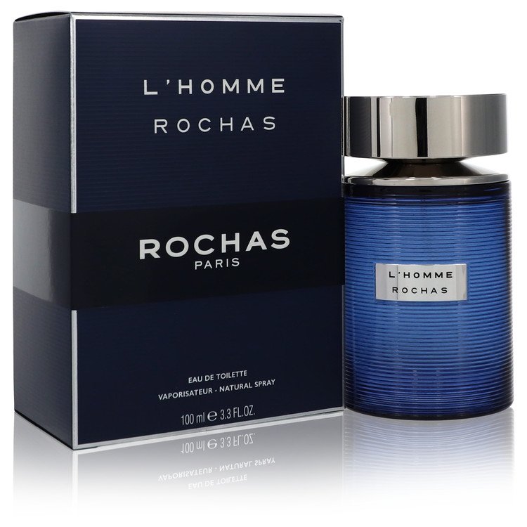 L'homme Rochas Cologne bottle — Fresh Woody Aromatic men's fragrance with bergamot, cardamom, lavender, cedar, and vetiver notes