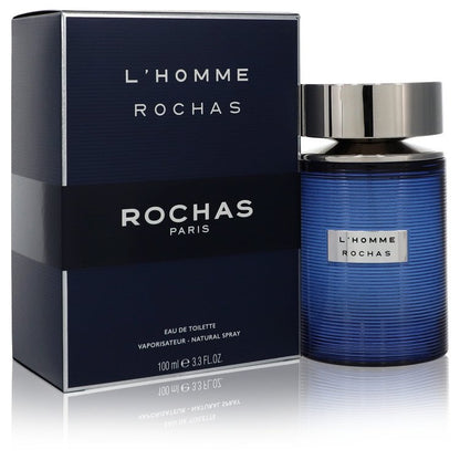 L'homme Rochas Cologne bottle — Fresh Woody Aromatic men's fragrance with bergamot, cardamom, lavender, cedar, and vetiver notes