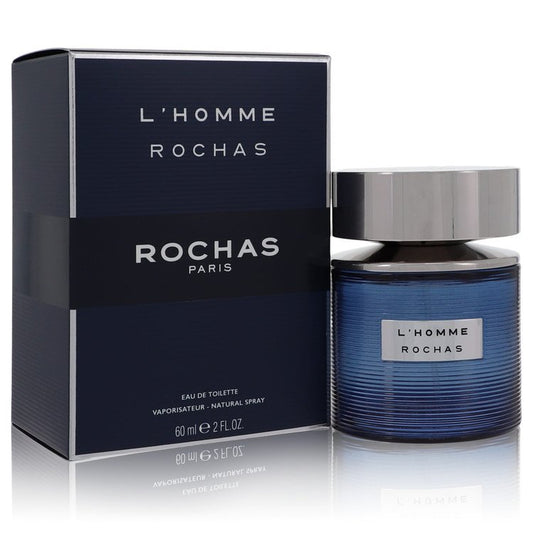 L'homme Rochas Cologne bottle — Fresh Woody Aromatic men's fragrance with bergamot, cardamom, lavender, cedar, and vetiver notes