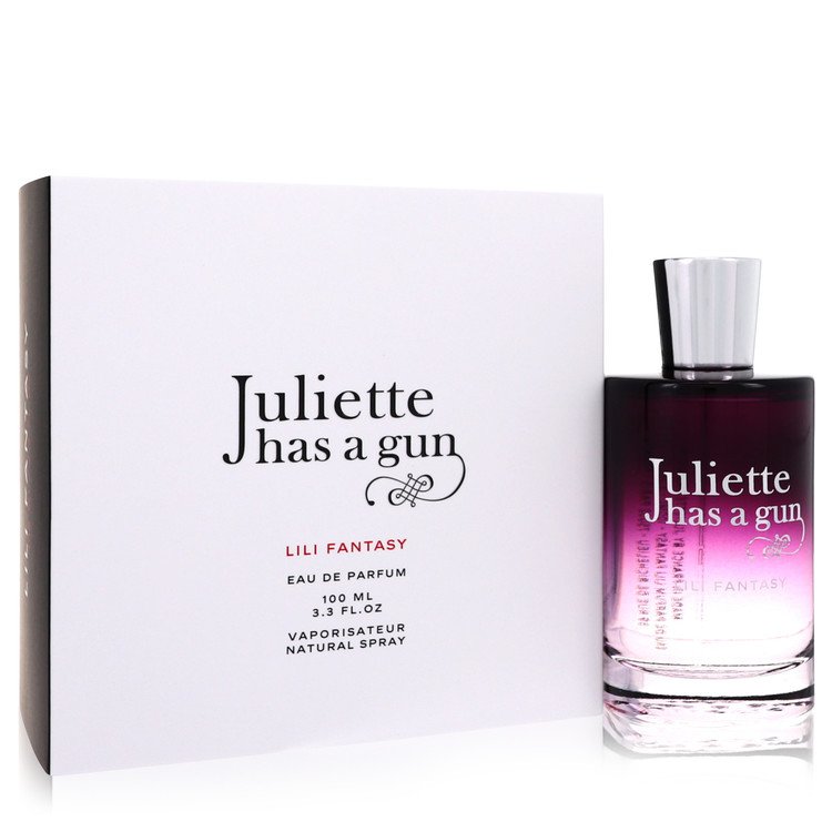 Perfume bottle and packaging of 'Juliette has a gun' Lili Fantasy on a white background