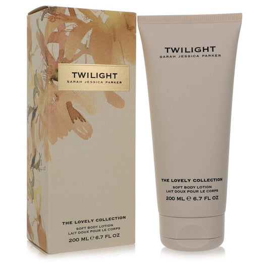 Twilight soft body lotion by Sarah Jessica Parker with floral packaging on a white background