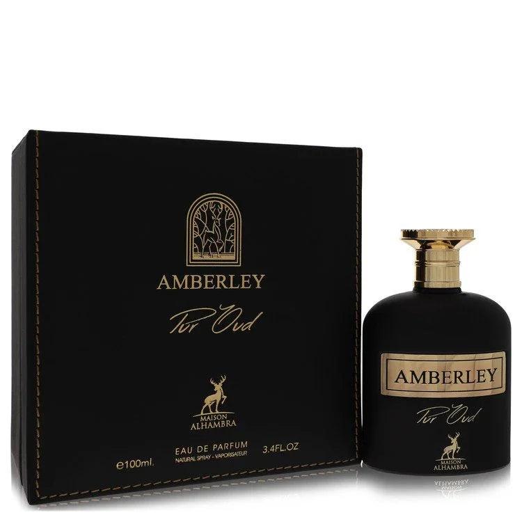 Amberley perfume bottle and packaging on a white background