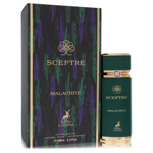 Sceptre Malachite perfume bottle and packaging on a white background