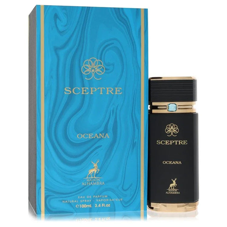 Maison Alhambra Sceptre Oceana cologne bottle by Maison Alhambra — Aquatic aromatic woody fragrance with bergamot, sea notes, lemon, lavender, geranium, cardamom, cedar, patchouli, and ambroxan notes