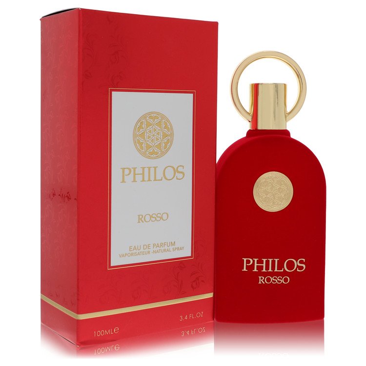 Red Philos Rosso perfume bottle and packaging on a white background