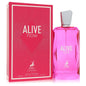 Pink 'Alive now' perfume bottle and packaging on a white background