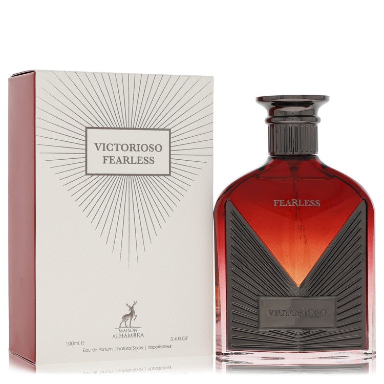 Maison Alhambra Victorioso Fearless Perfume bottle with apple, cardamom, cinnamon, lavender, vanilla, amber and cedarwood