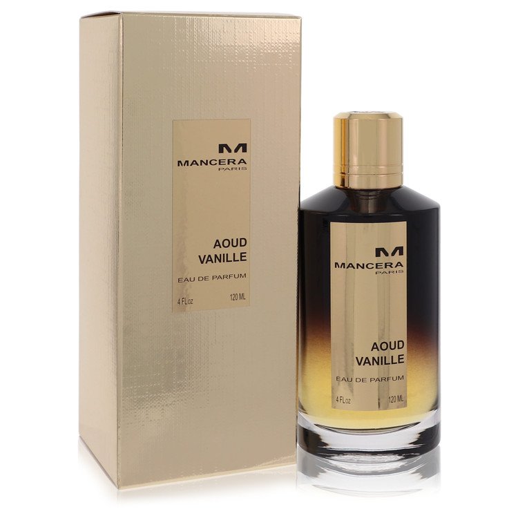 Mancera Aoud Vanille perfume bottle and packaging on a white background
