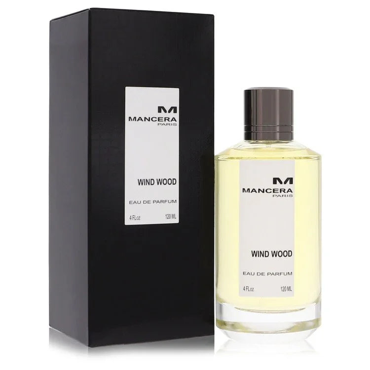 Mancera Wind Wood perfume bottle and packaging on a white background