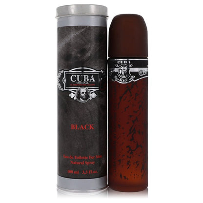 3.4 oz CUBA Black Cologne by Fragluxe bottle, a bold and magnetic oriental, woody, and spicy fragrance for men.