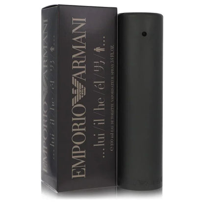 Emporio Armani perfume bottle and packaging on a white background