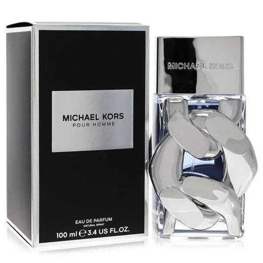 Michael Kors Pour Homme perfume bottle and packaging on a white background