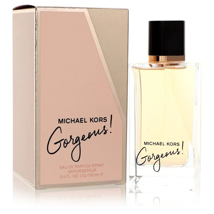 Michael Kors Gorgeous perfume bottle and packaging on a white background