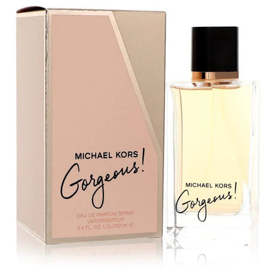 Michael Kors Gorgeous perfume bottle and packaging on a white background