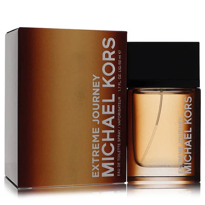 Michael Kors Extreme Journey Cologne bottle — luxury men's woody aromatic fragrance featuring bold notes of bergamot, cardamom, and leather