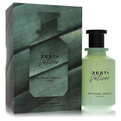 Michael Malul Zest + Vetiver Cologne bottle — bright citrus woody fragrance with citrus zest, bergamot, grapefruit, green notes, and vetiver.