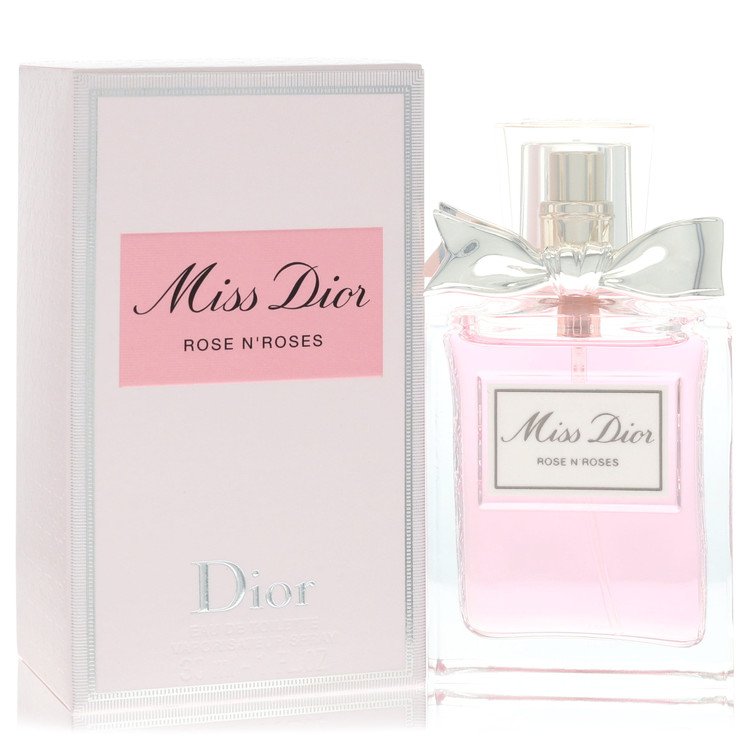 Miss Dior Rose N'Roses perfume bottle and packaging on a white background