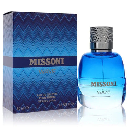 Missoni Wave Cologne bottle — citrus aromatic men's fragrance with sea notes, Sicilian mandarin, lavender, rosemary, Haitian vetiver, patchouli, and oakmoss