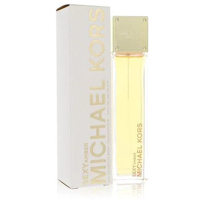 Michael Kors Sexy Amber perfume bottle and packaging on a white background