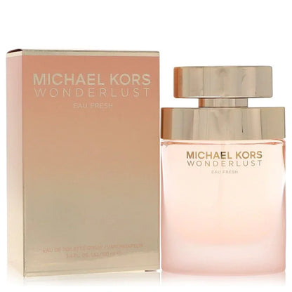 Michael Kors Wonderlust Perfume bottle — floral oriental fragrance with almond milk, bergamot, pink pepper, heliotrope, dianthus, jasmine sambac, sandalwood, cinnamon bark, benzoin and cashmere wood