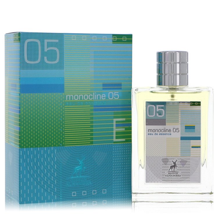 Perfume bottle and packaging of 'monocline 05' on a white background