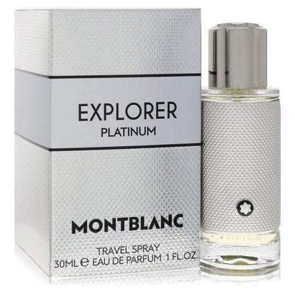 Montblanc Explorer Platinum bottle — woody aromatic men's fragrance with violet leaf, clary sage, and cedarwood notes
