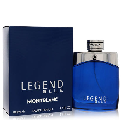Montblanc Legend Blue Cologne bottle — fresh woody aromatic men’s Eau de Parfum with lavender, spearmint, cedarwood, sandalwood, ambroxan, and moss.