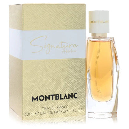 Montblanc Signature Absolue Perfume bottle — amber floral fruity women’s Eau de Parfum with pear, mandarin orange, pink pepper, ylang-ylang, frangipani, tuberose, tonka bean, and cedar.