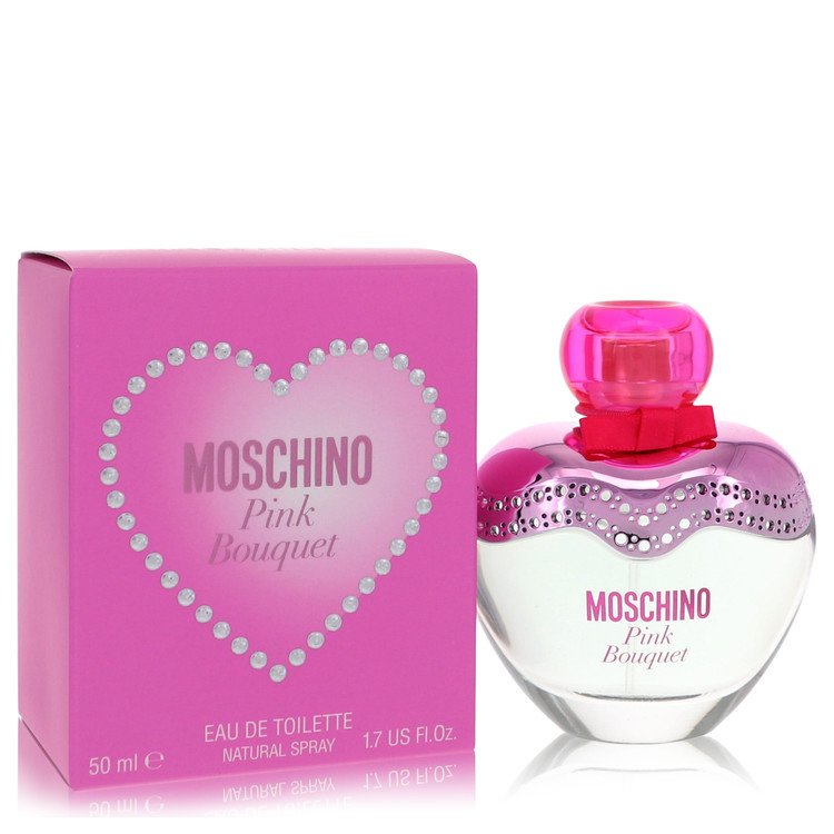Moschino Pink Bouquet perfume bottle and packaging on a white background
