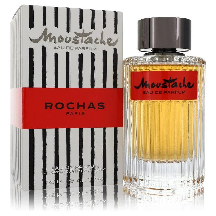 Rochas Moustache Eau de Parfum bottle and packaging on a white background