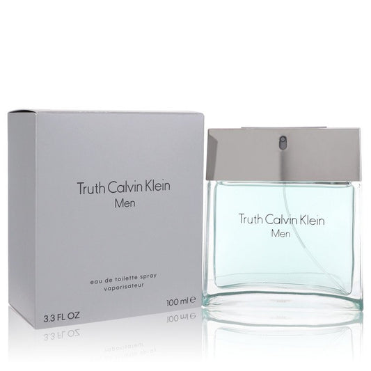 Calvin Klein Truth Men perfume bottle and packaging on a white background