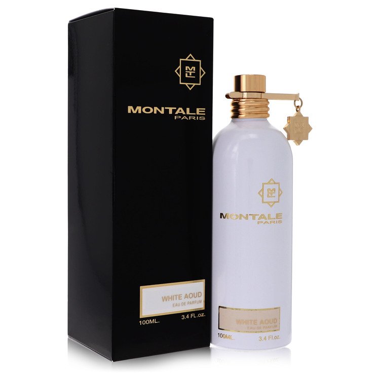 Montale Paris White Aoud perfume bottle and packaging on a white background