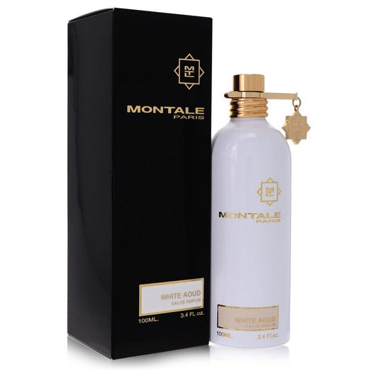 Montale Paris White Aoud perfume bottle and packaging on a white background