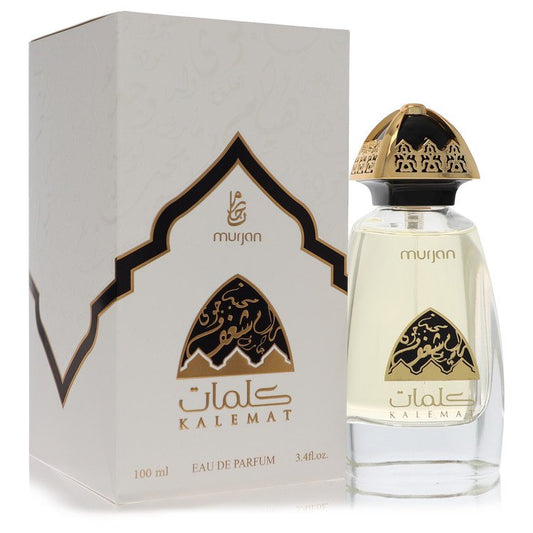 Perfume bottle and packaging of Murjan Kalemat on a white background