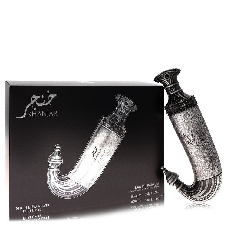 Khanjar perfume bottle with packaging on a white background