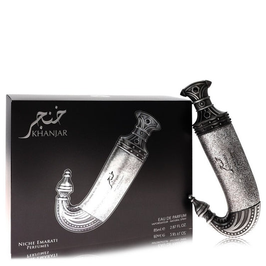 Khanjar perfume bottle with packaging on a white background