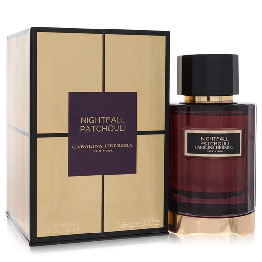 Nightfall Patchouli perfume bottle by Carolina Herrera — Woody earthy oriental fragrance with bergamot, elemi resin, patchouli, smoky accords, vetiver, benzoin, and musks notes